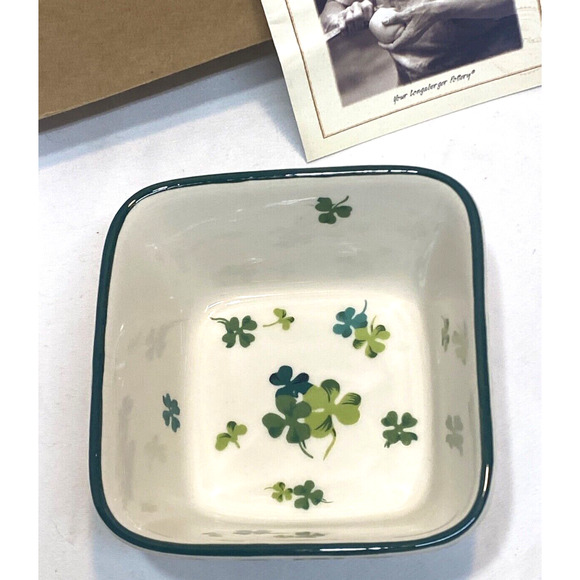 LONGABERGER “Lucky Twist Dish” with Shamrocks - New in Box - Picture 4 of 7